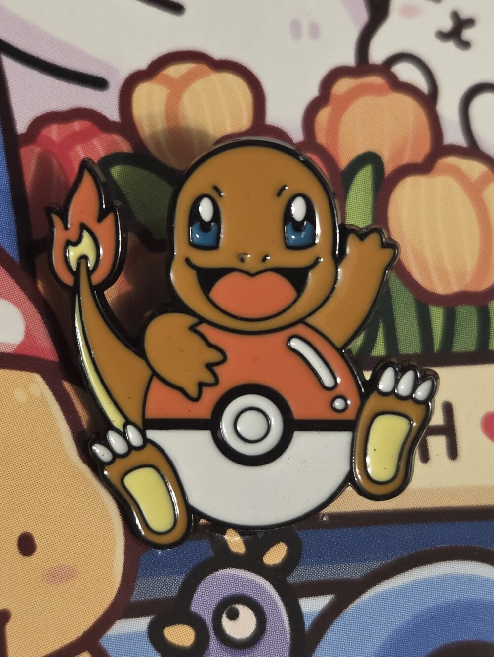 Orange Charmander Poké Ball Enamel Pin - Orange